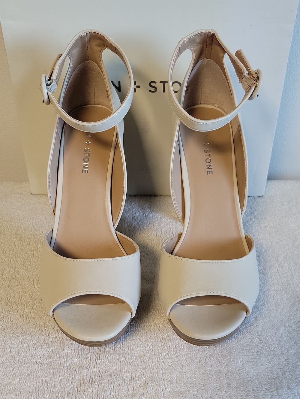 Sun + Stone "Reeta" Peep-toe, Block Heel Platform Sandals, NIB - Picture 2 of 11